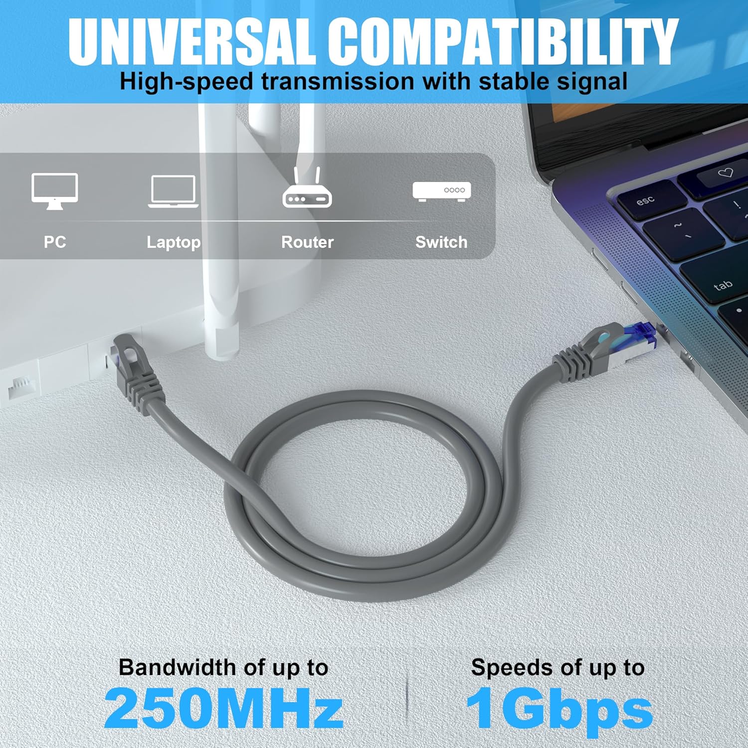 Outdoor Ethernet Cable 100ft, Cat 6 FTP Shielded Ethernet Cable Indoor, 23AWG High Speed Ethernet Patch Cords, Network, Interner Cable, UV Resistant, Waterproof, Direct Burial, with RJ45 for Router - Image 5