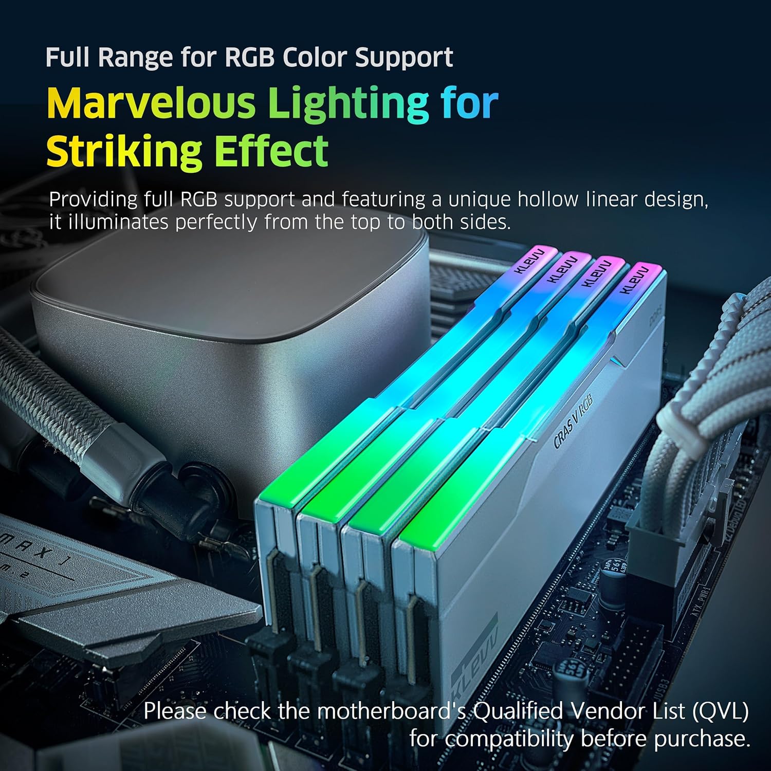 KLEVV CRAS V RGB DDR5 32GB (2x16GB) 6400MHz CL32 SK Hynix A-Die 1.35V Gaming Desktop Ram Memory XMP 3.0 / AMD Expo Ready - White (KD5AGUA80-64A320J) - Image 4