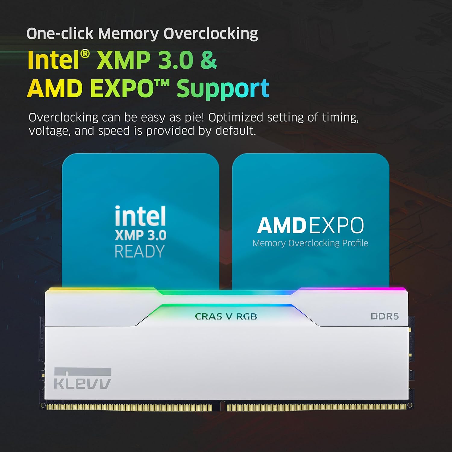 KLEVV CRAS V RGB DDR5 32GB (2x16GB) 6400MHz CL32 SK Hynix A-Die 1.35V Gaming Desktop Ram Memory XMP 3.0 / AMD Expo Ready - White (KD5AGUA80-64A320J) - Image 8
