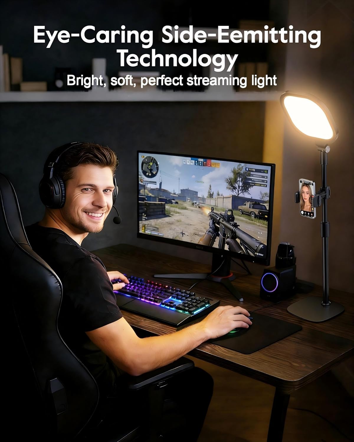 LitONES 2Pcs Desktop Video Conference Lighting for Zoom Meeting, Computer, Laptop, Work from Home with Nature Soft Light, Adjustable Brightness & Color Temp and Flexible Stand & Versatile Phone Holder - Image 6