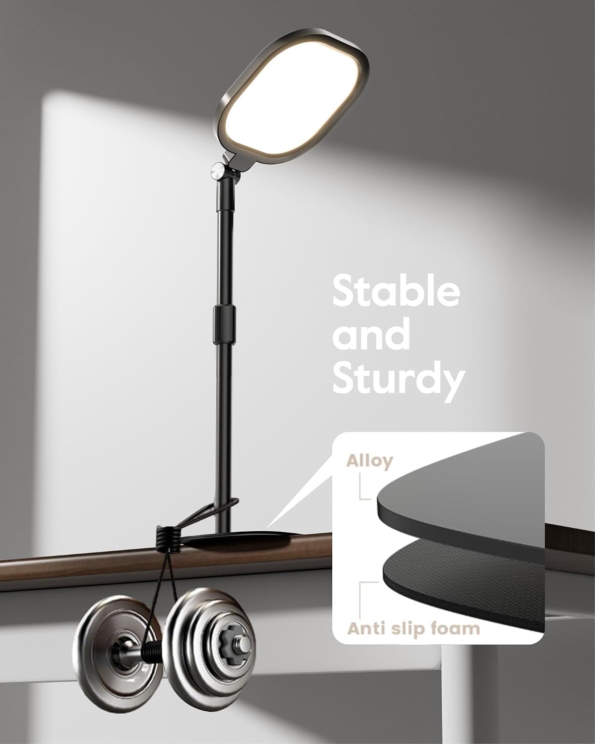 LitONES 2Pcs Desktop Video Conference Lighting for Zoom Meeting, Computer, Laptop, Work from Home with Nature Soft Light, Adjustable Brightness & Color Temp and Flexible Stand & Versatile Phone Holder - Image 8