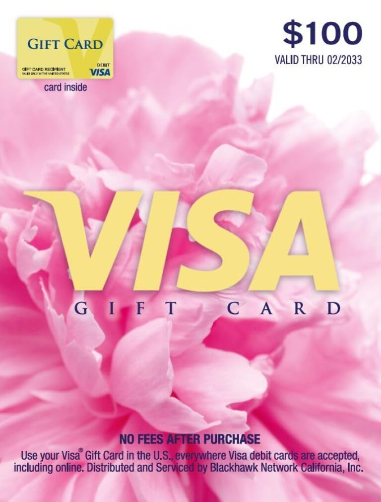 Visa Physical Gift Card $100 (plus $5.95 Purchase Fee)