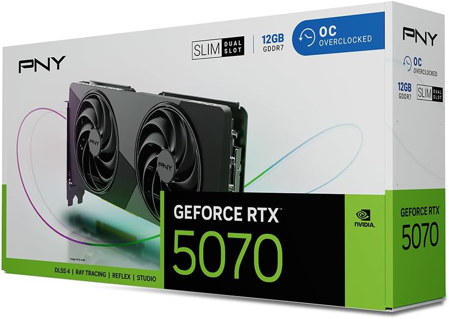 PNY NVIDIA GeForce RTX™ 5070 Slim Dual-Fan, Dual-Slot OC Graphics Card (12GB GDDR7, SFF-Ready, 192-bit, Boost Speed: 2587 MHz, PCIe® 5.0, HDMI®/DP 2.1, NVIDIA Blackwell Architecture, DLSS 4.5) - Image 19
