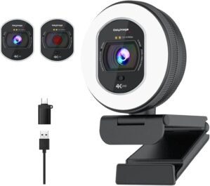 4K Webcam with Ring Light Web Cam 4...