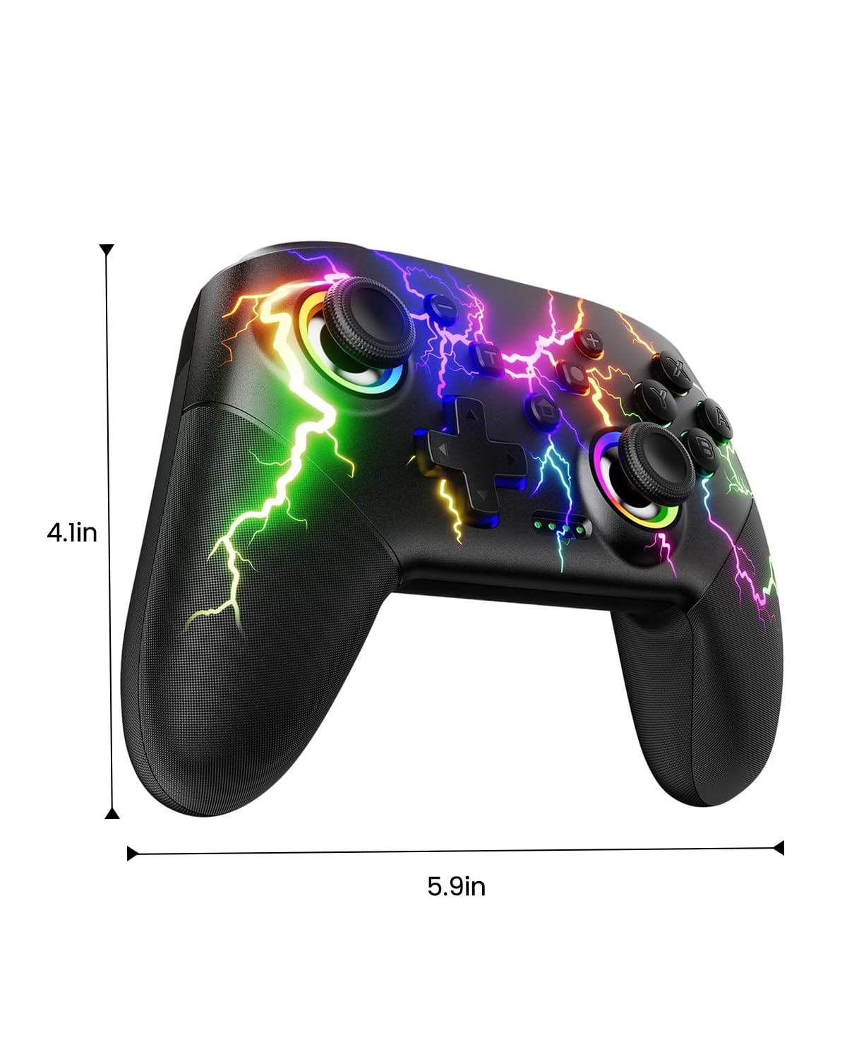 VOYEE Switch Controllers Compatible with Switch/Lite/OLED/PC Windows, 1000mAh Programmable RGB Lightning LED, Wireless Pro Controller with One Key Pairing/Wake Up/Turbo/Vibration - Image 8