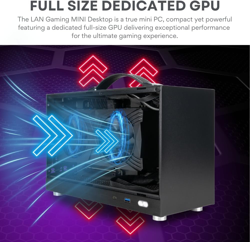 LAN Gamer RTX 5070 12GB, 8-Core AMD Ryzen 7 8700F, 32GB DDR5 RAM, 2TB Gen4 NVMe SSD, 8.1L Mini ITX SFF Desktop w/Windows 11 Pro, 3-Year Warranty, RGB Keyboard+Mouse, Internal Wi-Fi (Black) - Image 3