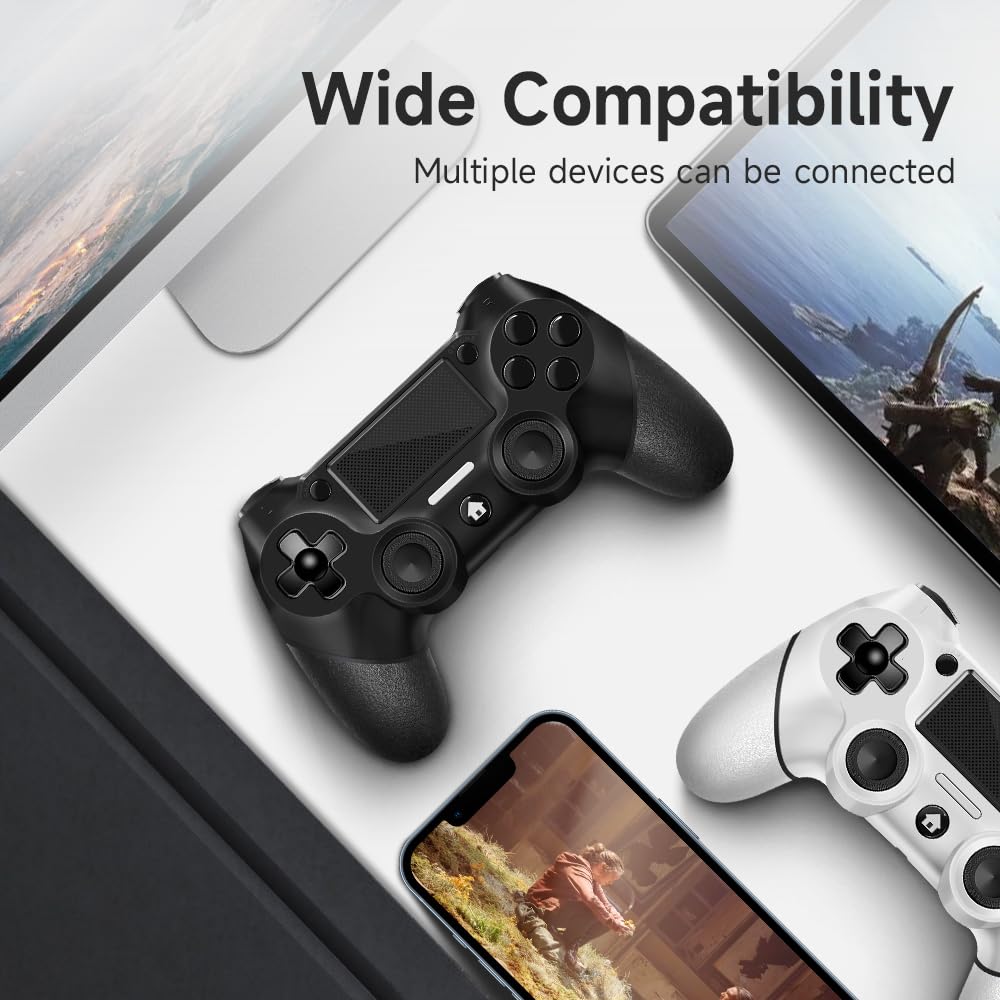 AceGamer 2 Pack for PS4 Controller, Wireless Controller for PS4/Pro/Slim/PC, with Non-Slip Grip of Both Sides and USB-C Cable! (Black and White) - Image 4