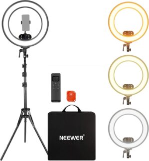 NEEWER 18″ Ring Light, Wirele...