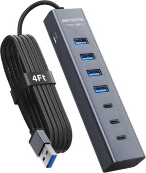 4Ft 7-Port USB Hub 3.0 for Desktop,...