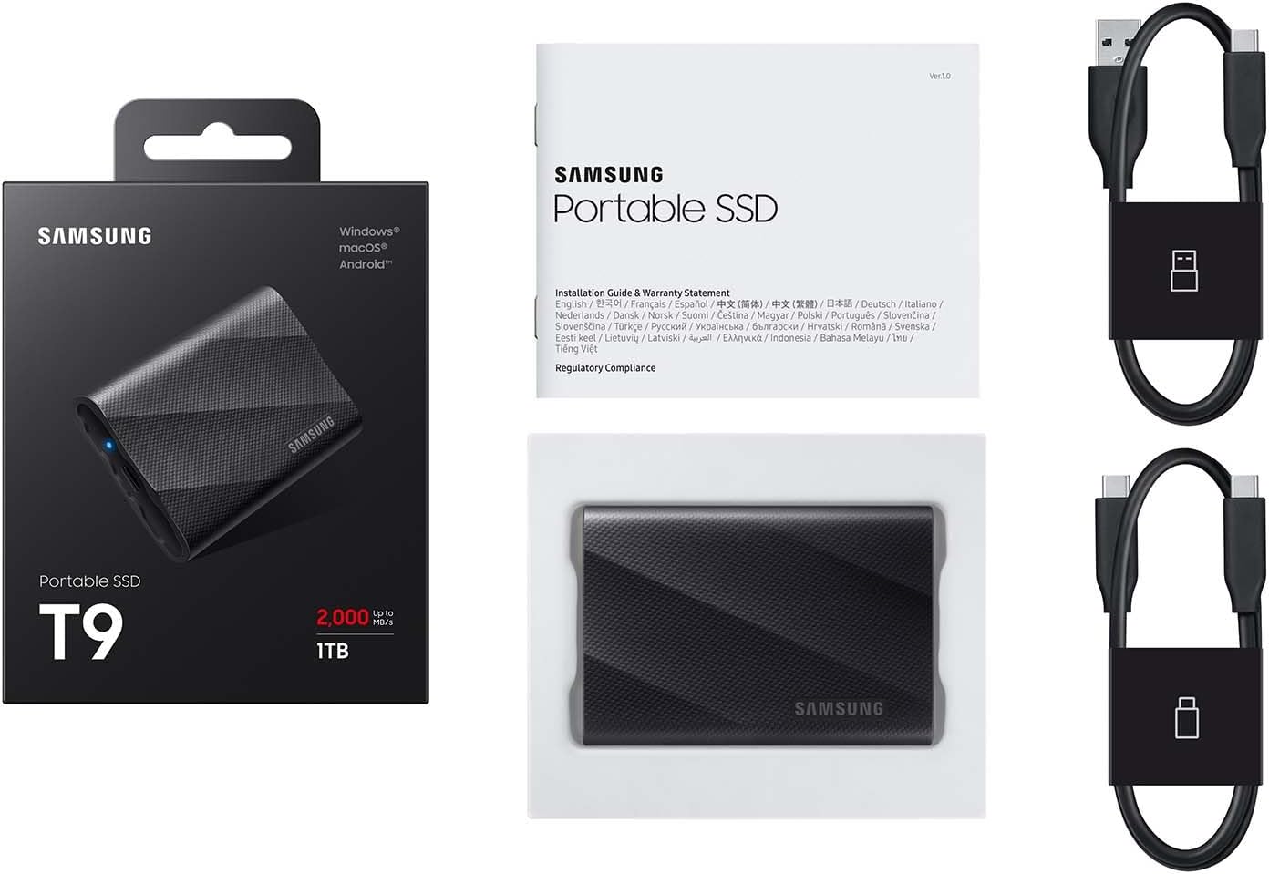 Samsung T9 Portable SSD 1TB, USB 3.2 Gen 2x2 External Solid State Drive, Seq. Read Speeds Up to 2,000MB/s for Gaming, Students and Professionals, MU-PG1T0B/AM, Black - Image 8