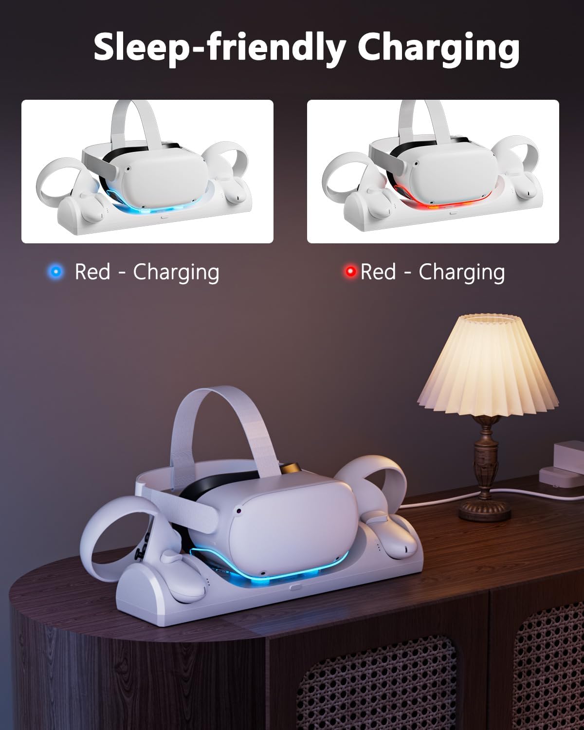 Charging Dock for Meta Quest 2, Magnetic Fast Charging Station for 0culus Quest 2 Accessories with 2000mAh Rechargeable Batteries, 3H Fast Charge & LED Indicators, Charging Stand for VR2 Headset - Image 7