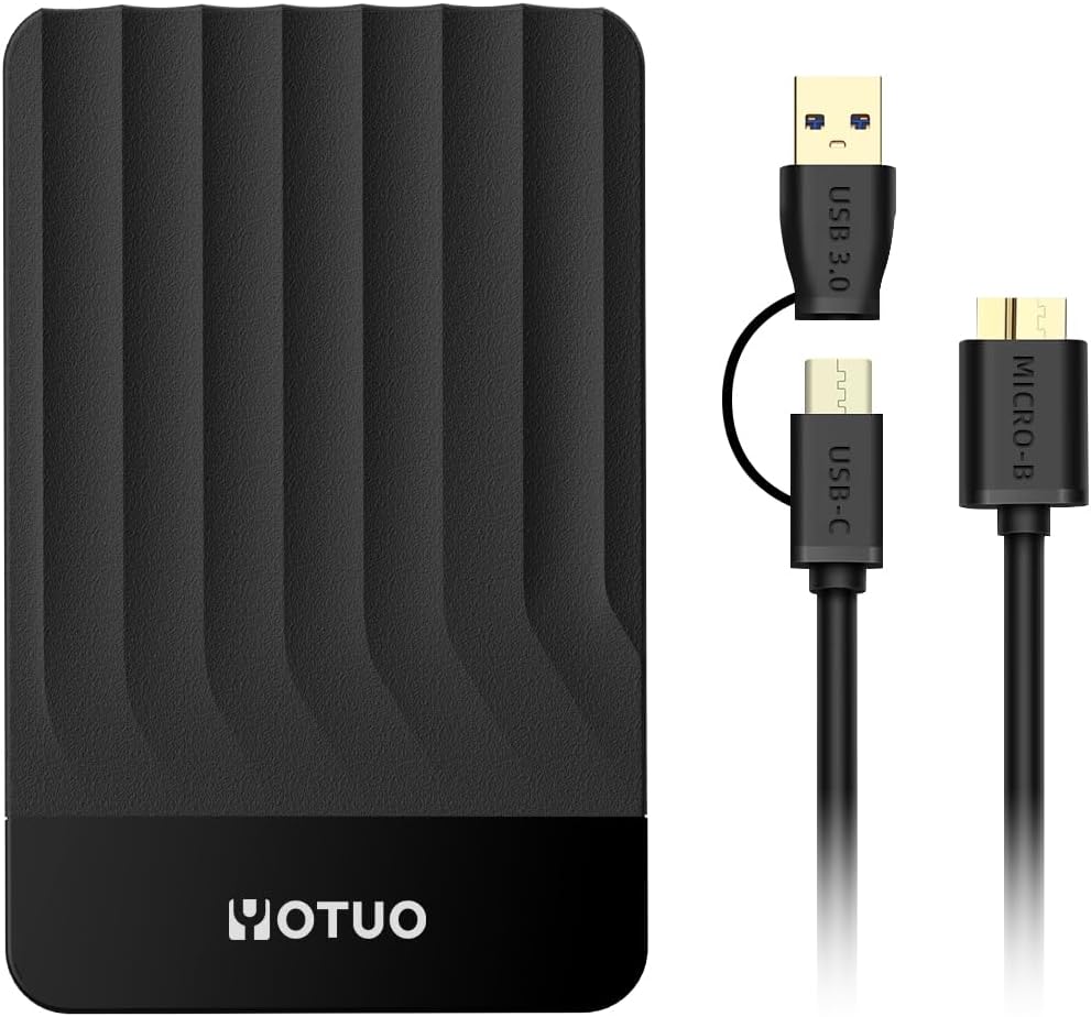 YOTUO Portable External Hard Drive Storage Expansion Mobile HDD USB 3.0 for PC, Mac, Desktop, Laptop, PS4, PS5, Xbox One X/S, Xbox 360, Xbox Series X/S, Office & Game (Black, 750GB)
