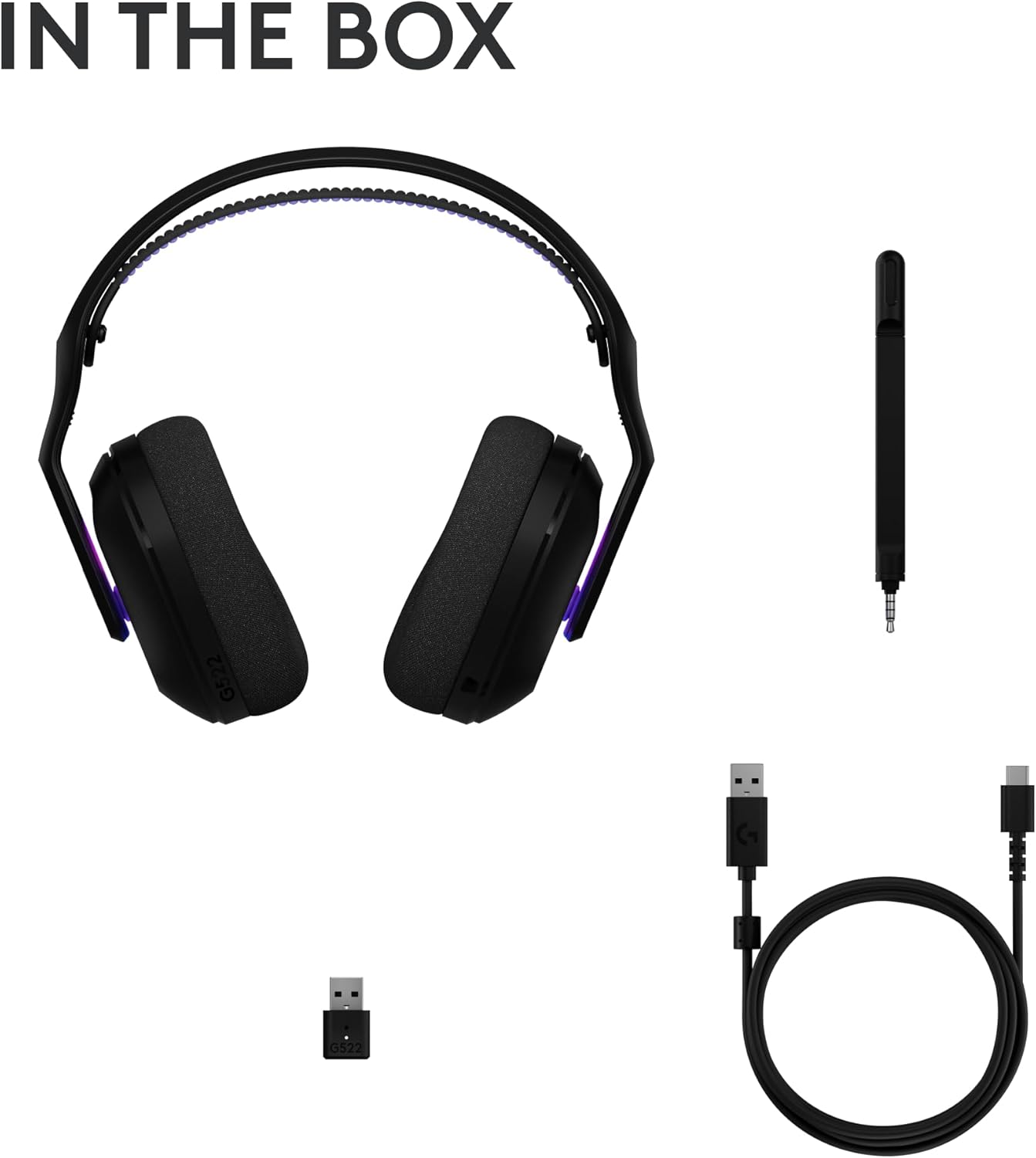 Logitech G522 Lightspeed Wireless Gaming Headset, Full-Band Mic, Advanced Audio, Tri-Connect (Lightspeed, Bluetooth, USB A to C), LIGHTSYNC RGB, for PC & Nintendo Switch/Switch 2 – Black - Image 9