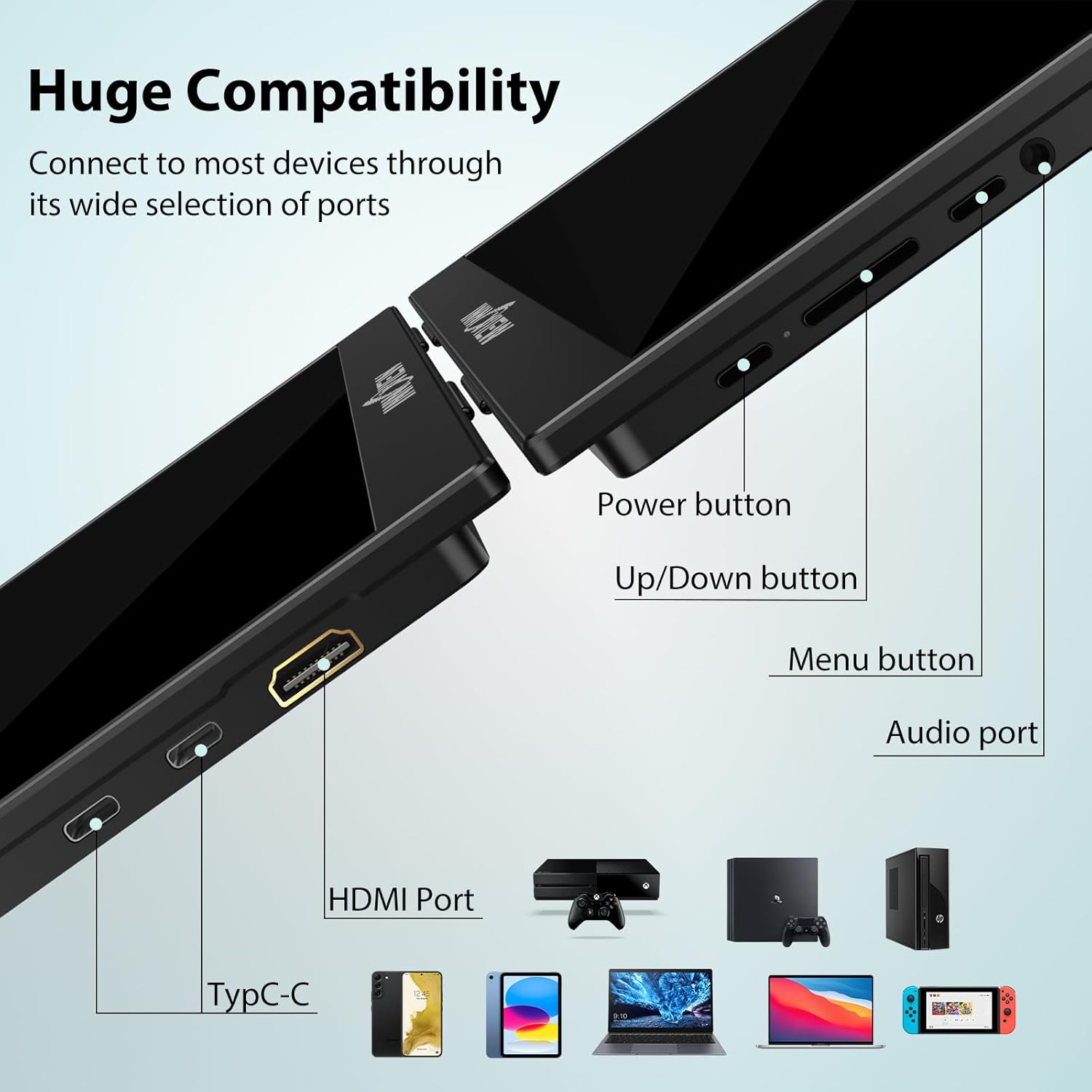 InnoView Portable Monitor 18.5 inch 100HZ 120% sRGB, 1080P FHD IPS Large Portable Monitors for Laptop USB C HDMI HDR Travel Monitor with Kickstand Mac PC Xbox PS4/5 Switch - Image 8