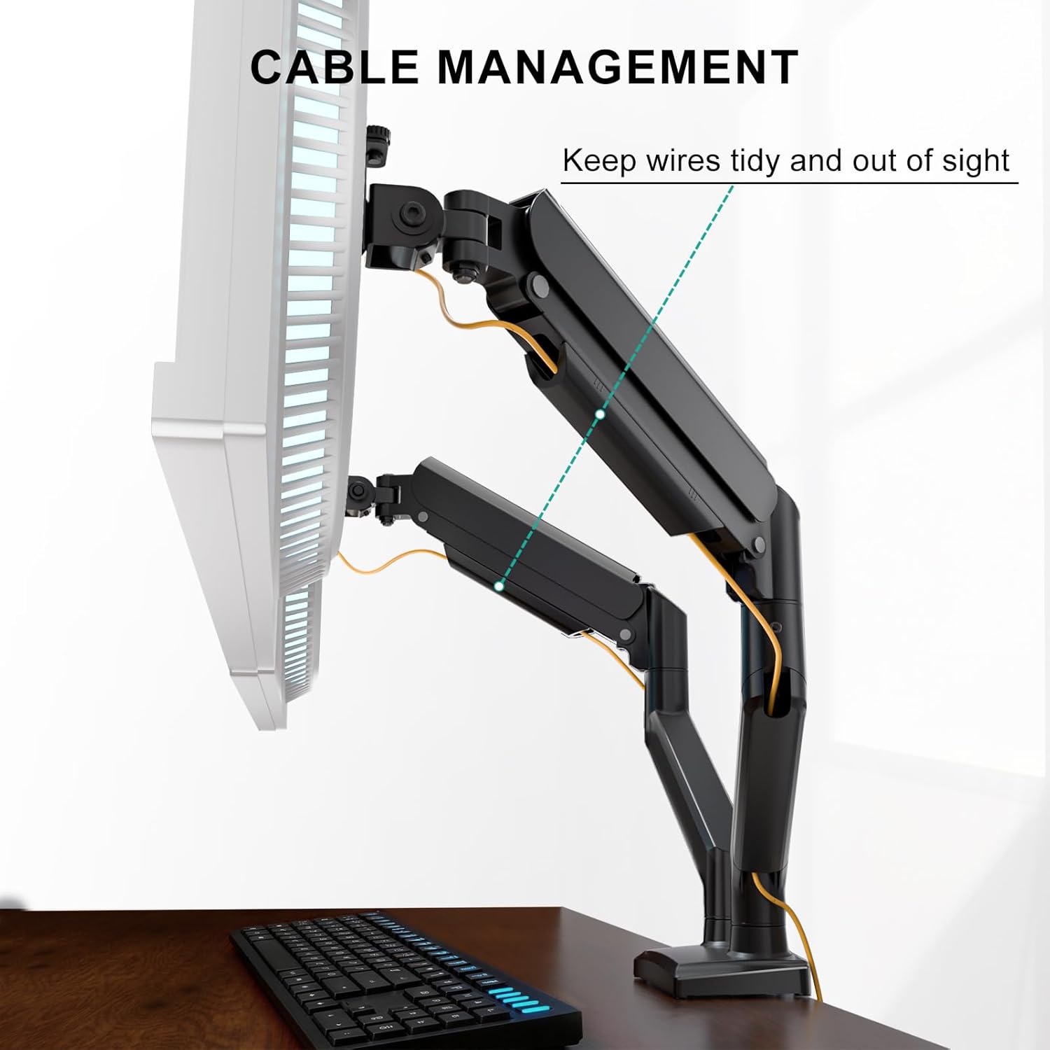 WALI Dual Monitor Stand for 13-32 inch Computer Screens, Dual Monitor Arms for 2 Monitors Holds up to 22 lbs, Height Adjustable Dual Monitors Mount, VESA 75x75/100x100mm (GSMP002N), Black - Image 6