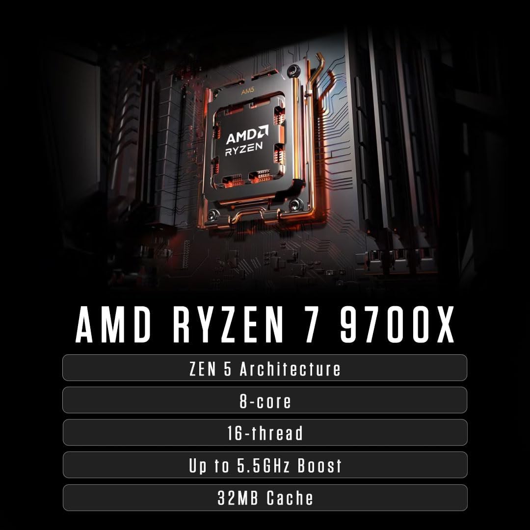 ZOTAC MEK Gaming PC Desktop, NVIDIA GeForce RTX 5060 Ti 16GB GDDR7, AMD Ryzen 7 9700X Up to 5.5GHz, 32GB DDR5, 1TB NVMe SSD, 850W 80+ Gold PSU, WiFi 6E, Windows 11 Home - Image 3