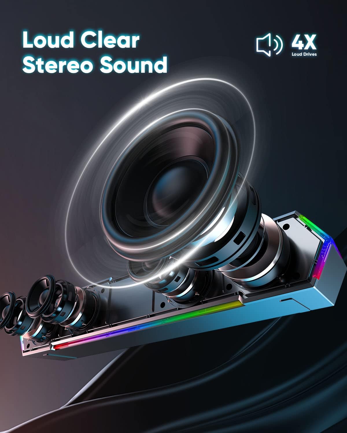 LENRUE G11 Computer Speakers for Desktop, Touch Lights PC Speakers with Surge Clear Sound, USB C/USB Powered, AUX Audio for Computer Desktop PC Laptop Desk - Image 2