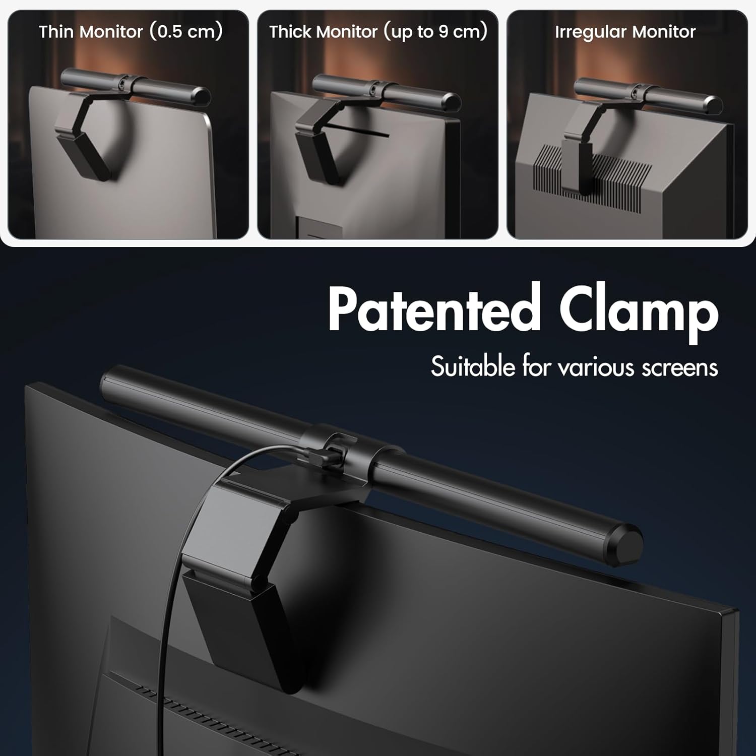 Quntis Monitor Light Bar with Remote, Fit for Curved Monitors/Camera Base, Eye-Care Computer Screen Light Bar, Auto-Dimming Dimmable Work Office Gaming Desk Lamp, Gray - Image 3