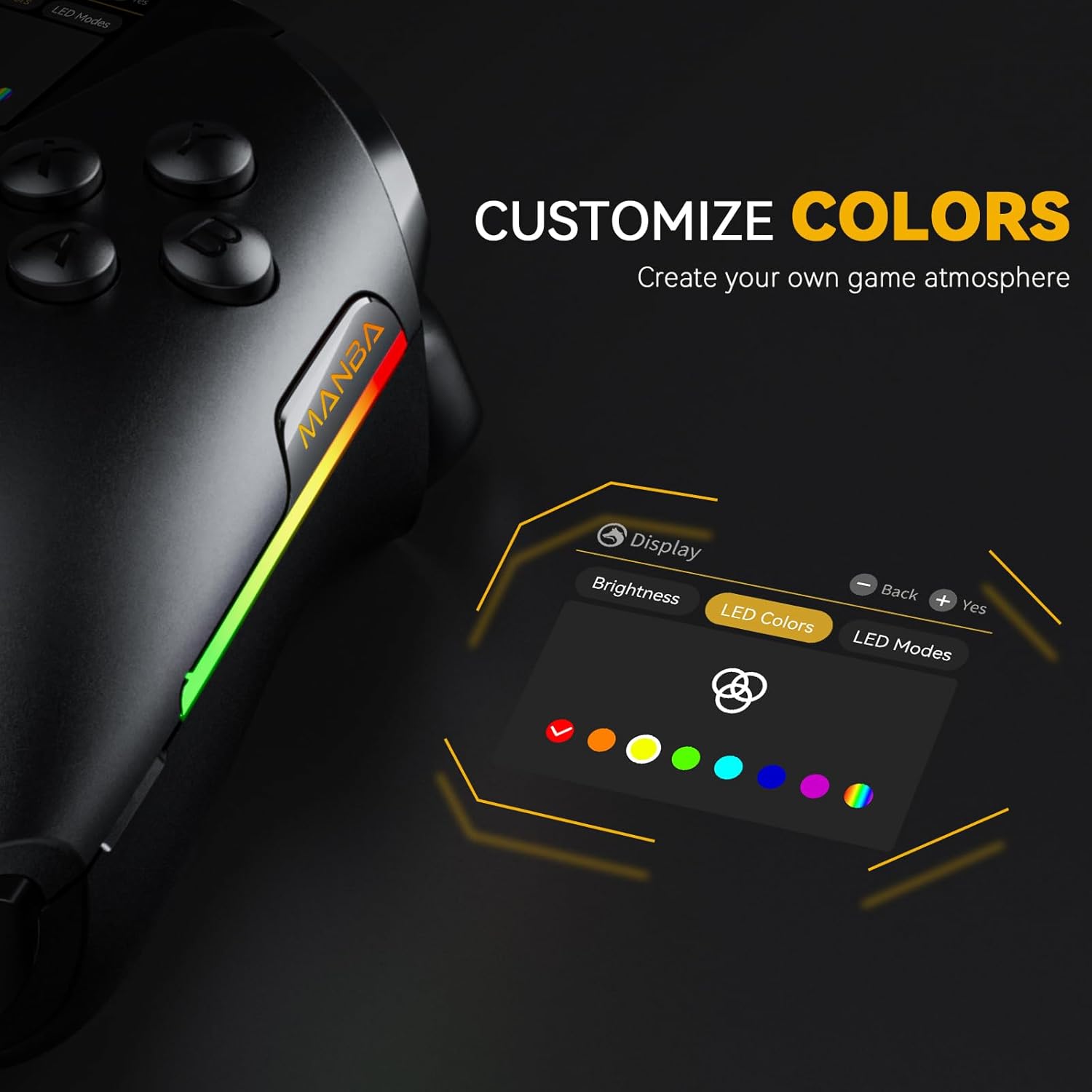 ManbaOne Interactive Screen Wireless Gaming Controller for PC/Switch/Switch 2/iOS/Android,Hall Effect Stick & Trigger,RGB Lighting,Remappable Buttons,1800mAh with Charging Dock (Black) - Image 6