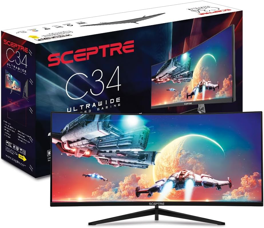 34-Inch Curved Ultrawide WQHD Gaming Monitor 3440 x 1440 R1500 up to 180Hz DisplayPort x2 99% sRGB 1ms, Machine Black 2025 (C345B Series) - Image 4