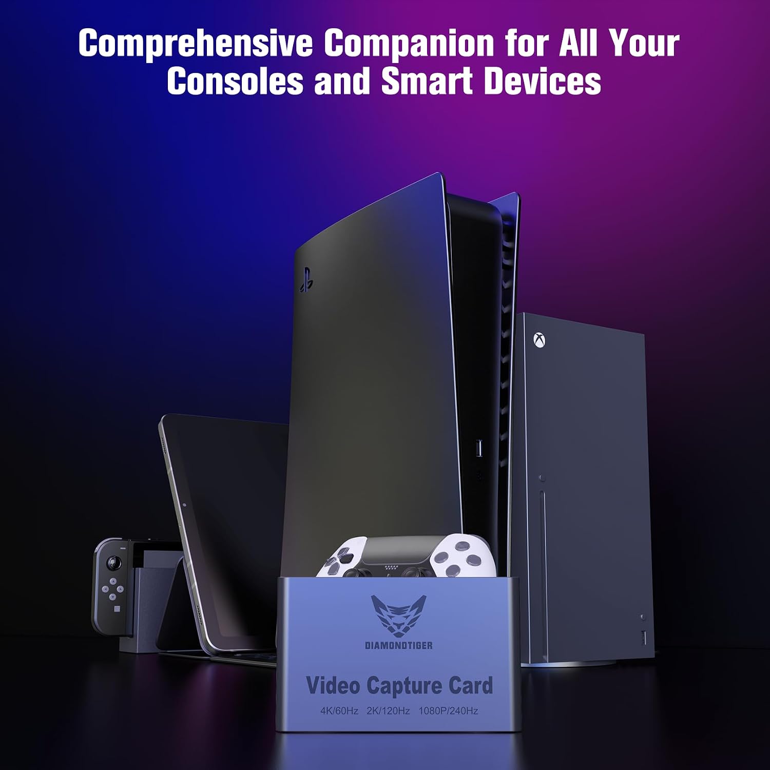 4K 60Hz Capture Card, 1080P 240Hz Gaming Video Capture Card with HDR VRR Passthrough, USB 3.2 Type-C Lag-Free Recorder for PS5, Xbox Series X/S, Nintendo Switch, PC, OBS, Twitch - Image 5