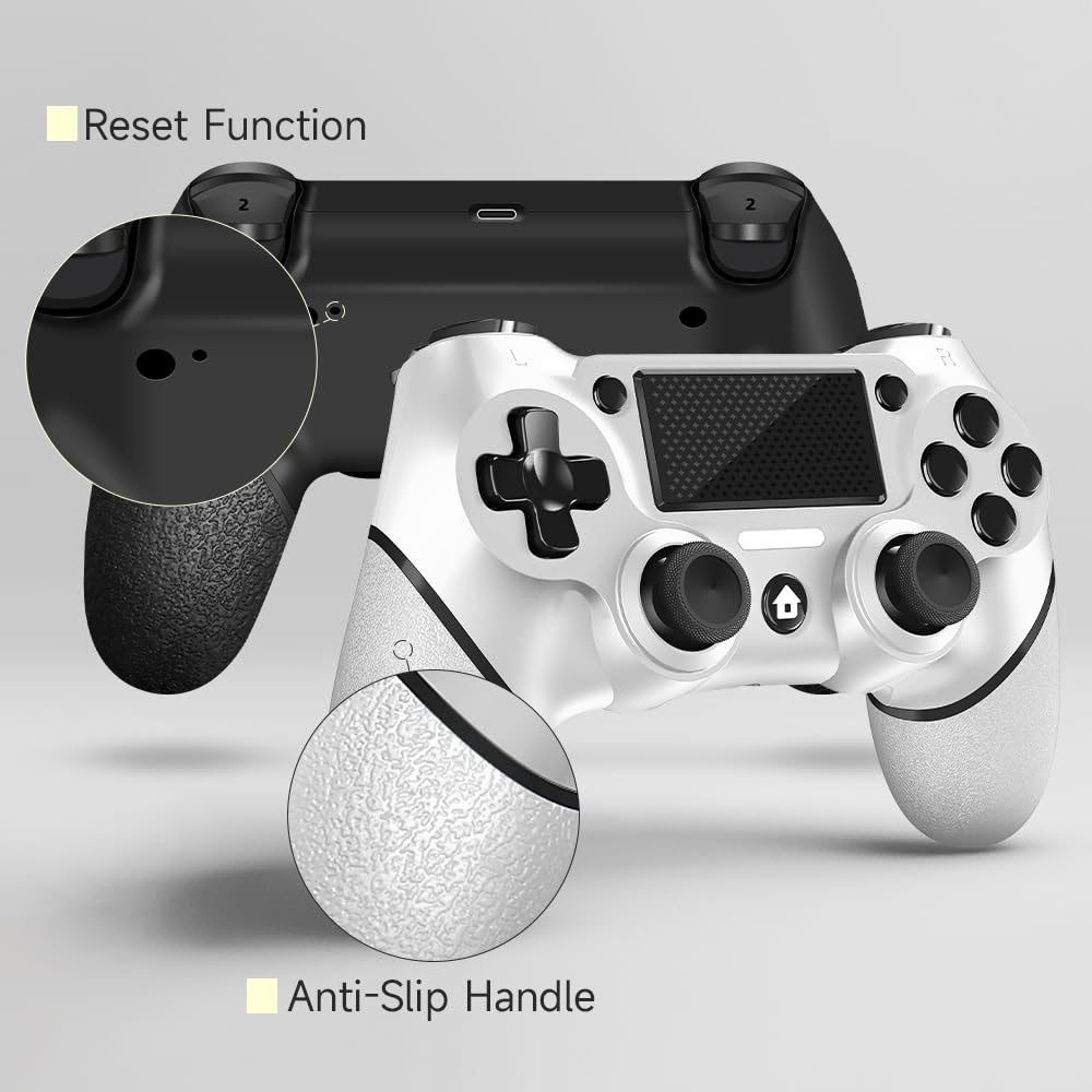 AceGamer 2 Pack for PS4 Controller, Wireless Controller for PS4/Pro/Slim/PC, with Non-Slip Grip of Both Sides and USB-C Cable! (Black and White) - Image 3