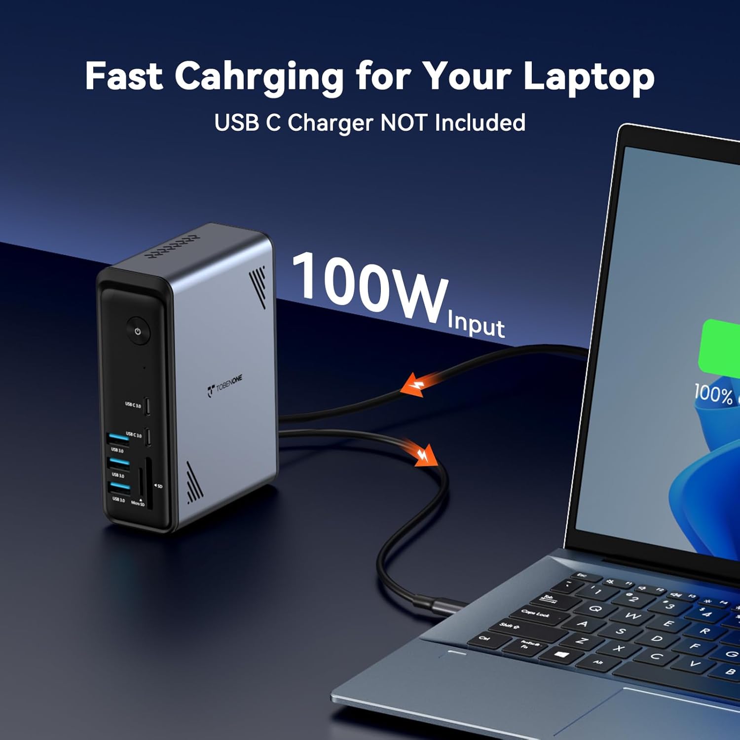 TobenONE 18 in 1 Laptop Docking Station 3 Monitors, Triple 4K Display with 3 HDMI, 9 USB Ports, Gigabit Ethernet, PD3.0, for Windows/Dell/Lenovo/HP/Thinkpad Laptops (No Power Adapter) - Image 6