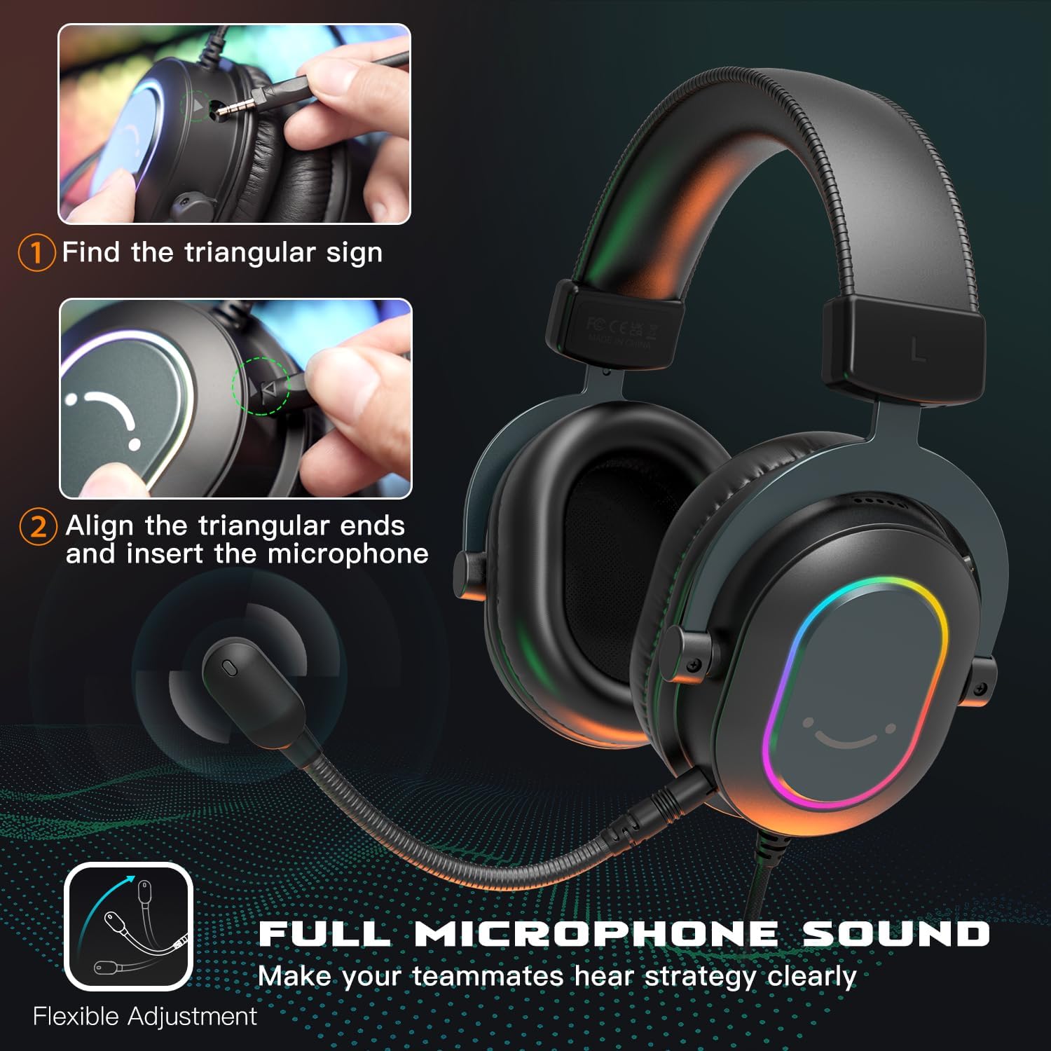 FIFINE Gaming Headset for PC-Wired Headphones with Microphone-7.1 Surround Sound Computer USB Headset for Laptop, Streaming Headphones on PS4/PS5, with EQ Mode, RGB, Soft Ear Pads - AmpliGame H6 - Image 4