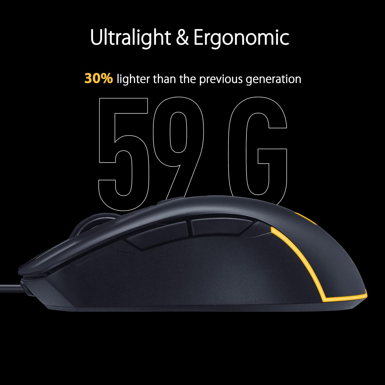 ASUS TUF Gaming M3 Gen II Wired USB Gaming Mouse – Right-Handed Ergonomic, 59g Lightweight, 8K DPI, IP56 dust & Water Resistance, Antibacterial Guard, 6 Programmable Buttons, PC/Mac Support - Black - Image 2