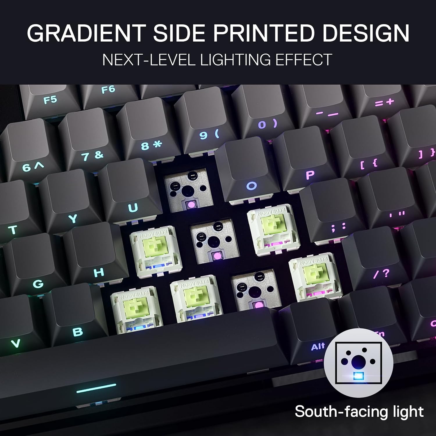 Redragon K673 GB 75% Wireless Gasket RGB Gaming Keyboard, 3-Modes 81 Keys PBT Compact Mechanical Keyboard w/Hot-Swap Socket, Dedicated Knob Control & 5-Layer Noise Dampening, Custom Linear Switch - Image 7