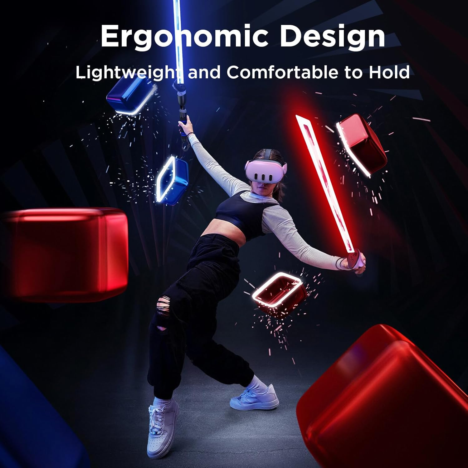 YOGES Gorilla Tag Long Arms Compatible with Meta Quest 3S/ Quest 3/ Oculus Quest 2/ Quest Pro/Rift S Controller, Beat Saber Handle Attachments VR Sticks Dual Extensions Grips for Playing VR Games - Image 4