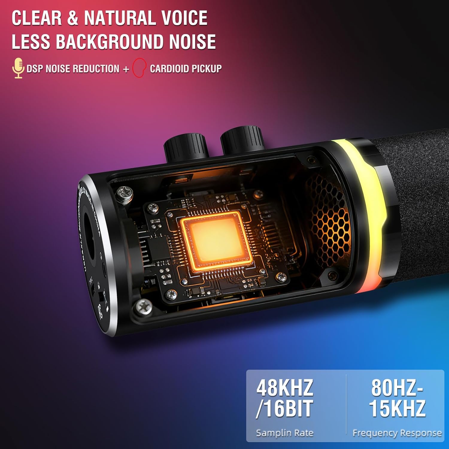 Gaming Microphone Kit for Streaming & Podcast, Dynamic RGB PC Mic with USB/XLR Cable, Boom Arm Stand, Mute Button, Headphone Jack, Ideal for Vocals, Voice-Over & Zoom Calls/Teams Meetings. - Image 2
