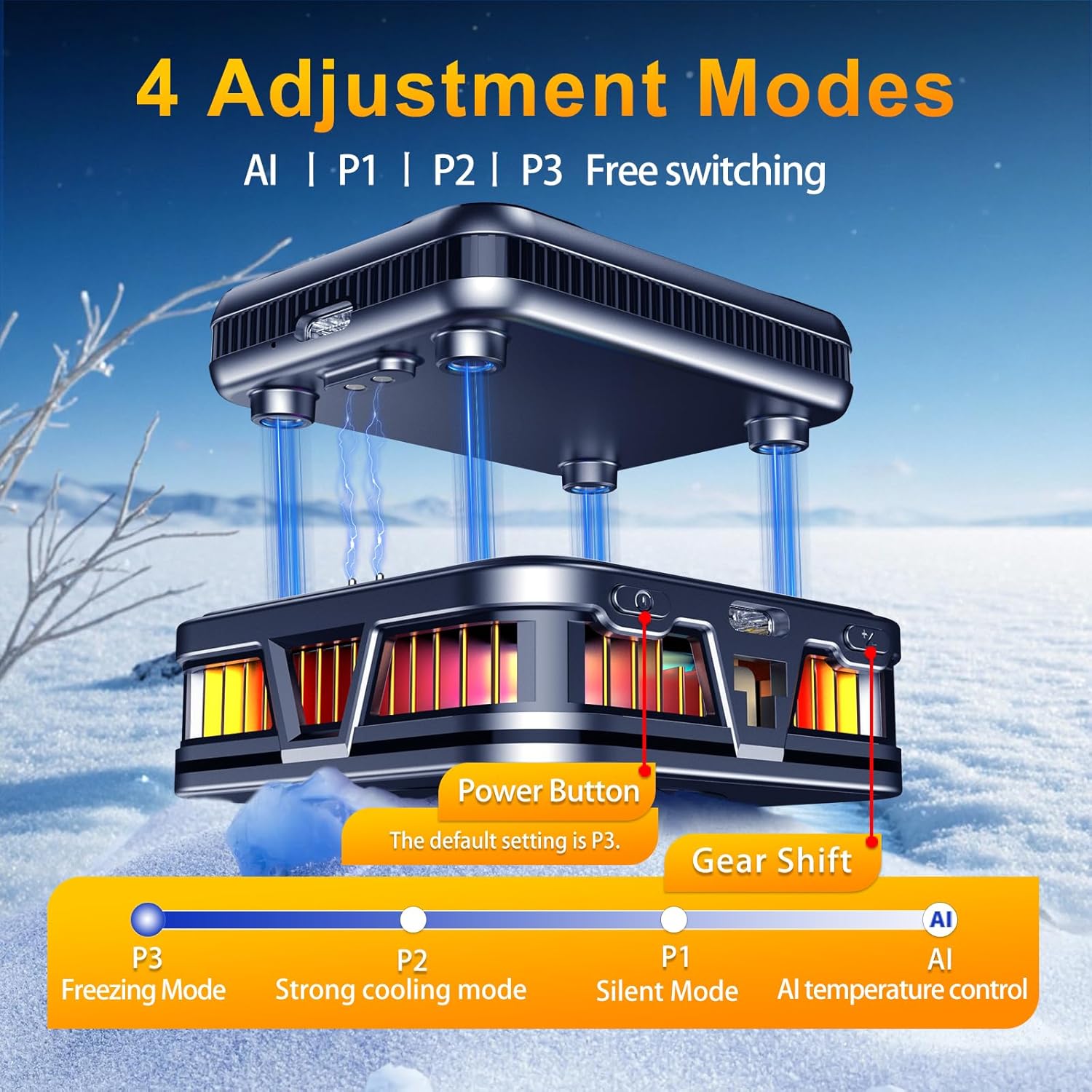 Magnetic Phone Cooler with Battery,Rechargeable Wireless Cooling Fan for iPhone/iPad,Phone Cooling Case Radiator Heatsink with RGB LED for iPhone MagSafe Series/Samsung/Android - Image 4