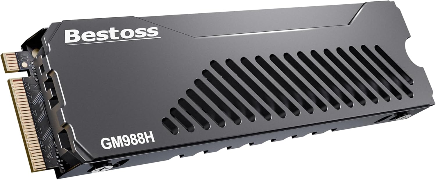 Bestoss 1TB PCIe 4.0 NVMe M.2 2280 SSD with Heatsink, PS5 Storage Expansion up to 7350MB/s, SLC Cache&HMB, PS5 Memory Expansion Tailored for Gamers, Editors&AI Creators Demanding Blazing-Fast Speed
