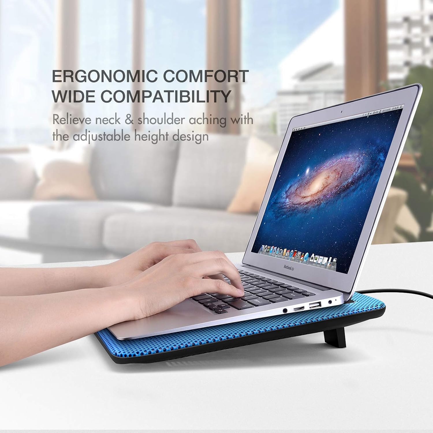 Havit HV-F2056 15.6-17 Inch Laptop Cooler Cooling Pad - Slim Portable USB Powered (3 Fans) (Blue) - Image 9
