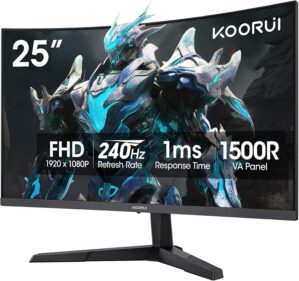 KOORUI 25 Inch Curved Gaming Monito...
