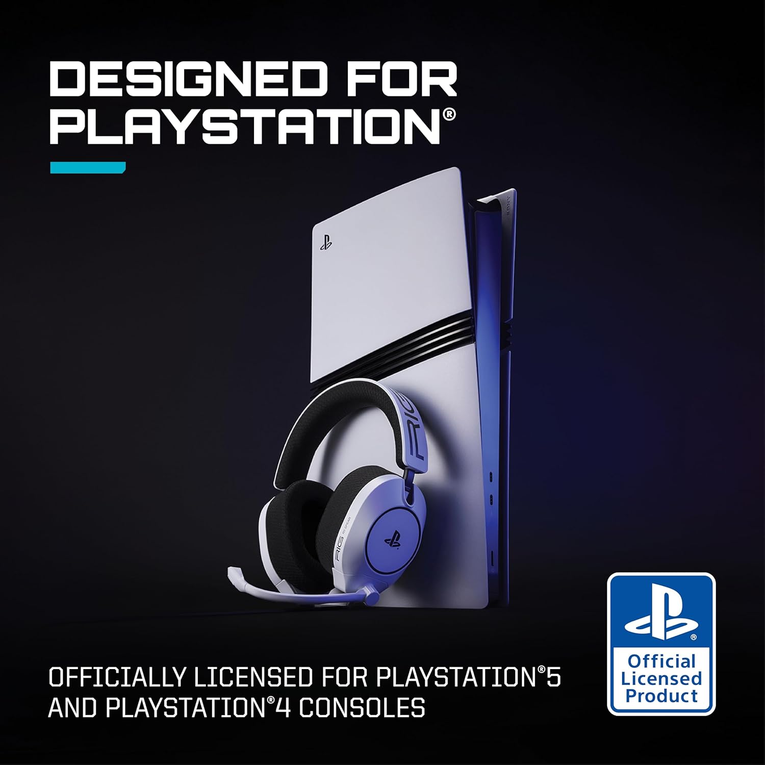 RIG R5 Spear PRO HS Wired Gaming Headset Officially Licensed for PlayStation, PS5, PS4, PC - 40mm Graphene Drivers, Tempest 3D Audio, Flip-to-Mute Mic, Memory Foam Cushions, 3.5mm -White - Image 2