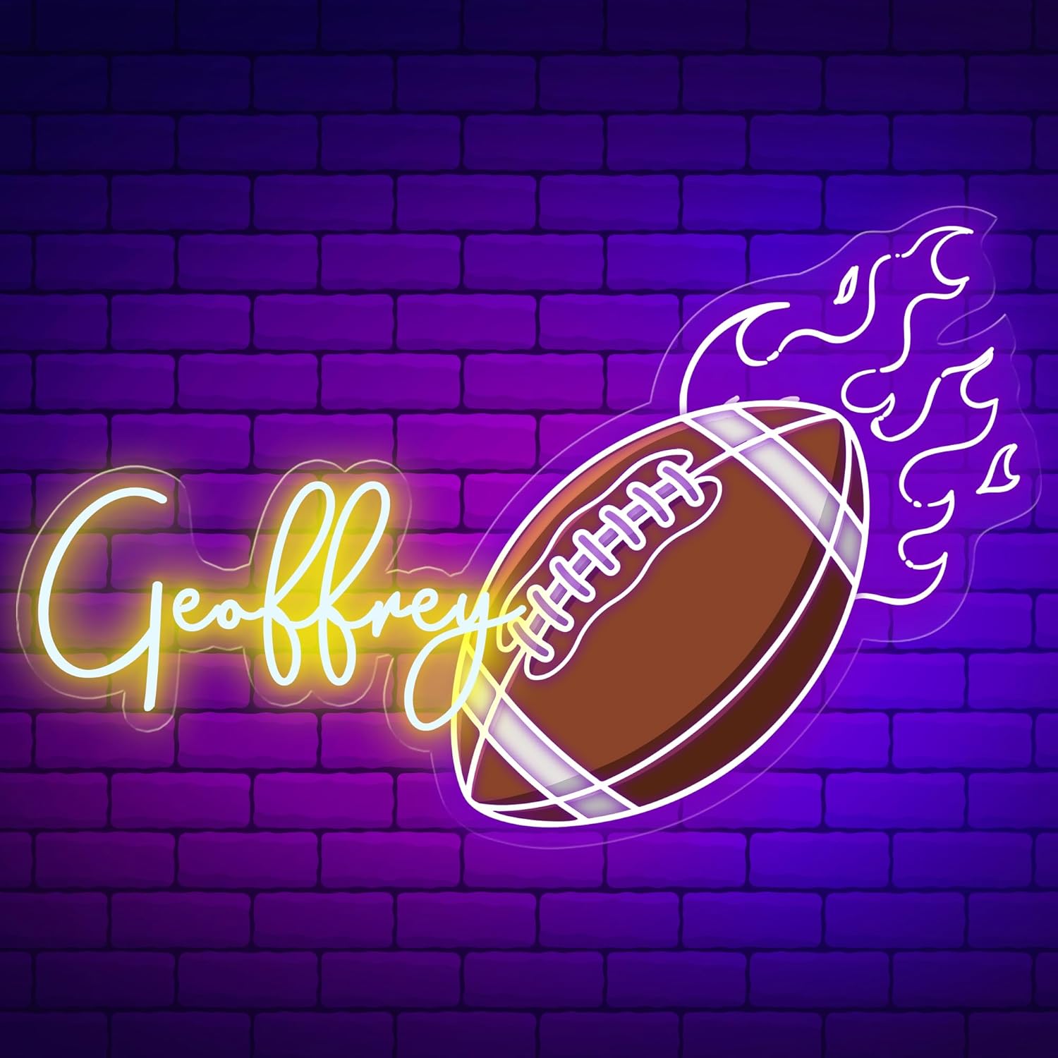Custom American Football Neon Sign with Name, Personalized Football LED Sign for Boys Bedroom, Sports Room Decor, Game Room, Dorm, Man Cave, Club, USB Powered Acrylic Wall Decor (American Football 1)