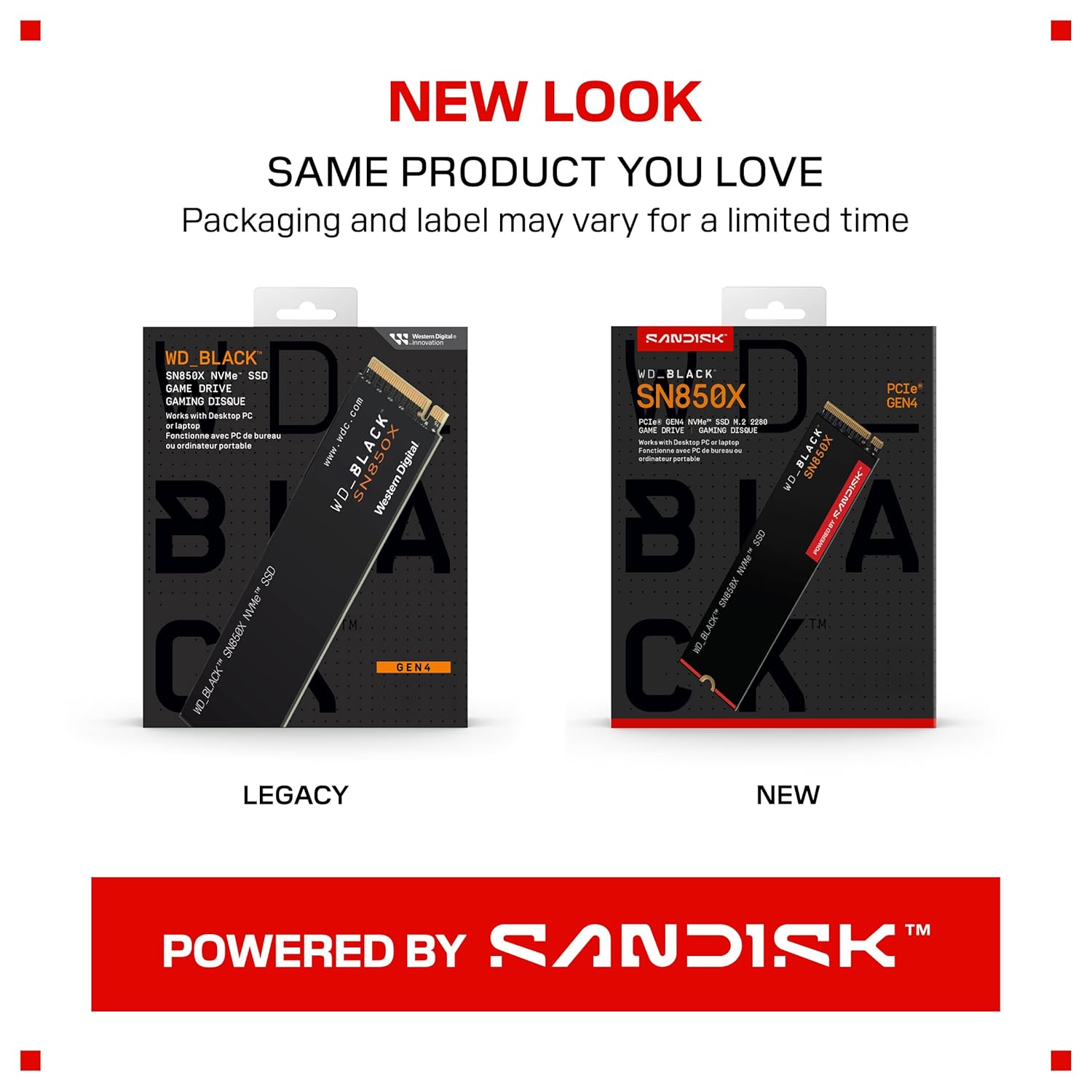 WD_BLACK SN850X 1TB NVMe SSD - M.2 2280, Up to 7,300 MB/s Read speeds, Up to 6,300 MB/s write speeds, Gaming Expansion, High Performance Internal Solid State Drive - WDS100T2X0E - Image 2