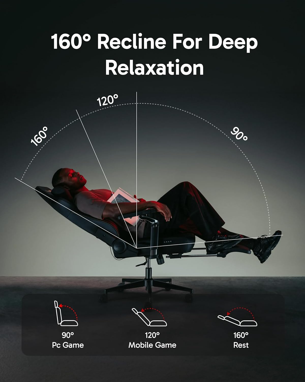 AutoFull M6 Ergonomic Gaming Chair – with 3rd-Gen Dynamic Lumbar Support, Lumbar & Leg Massage, Ventilated & Heated Seat, 360° Mechanical Armrests, Retractable Footrest (Black) - Image 9