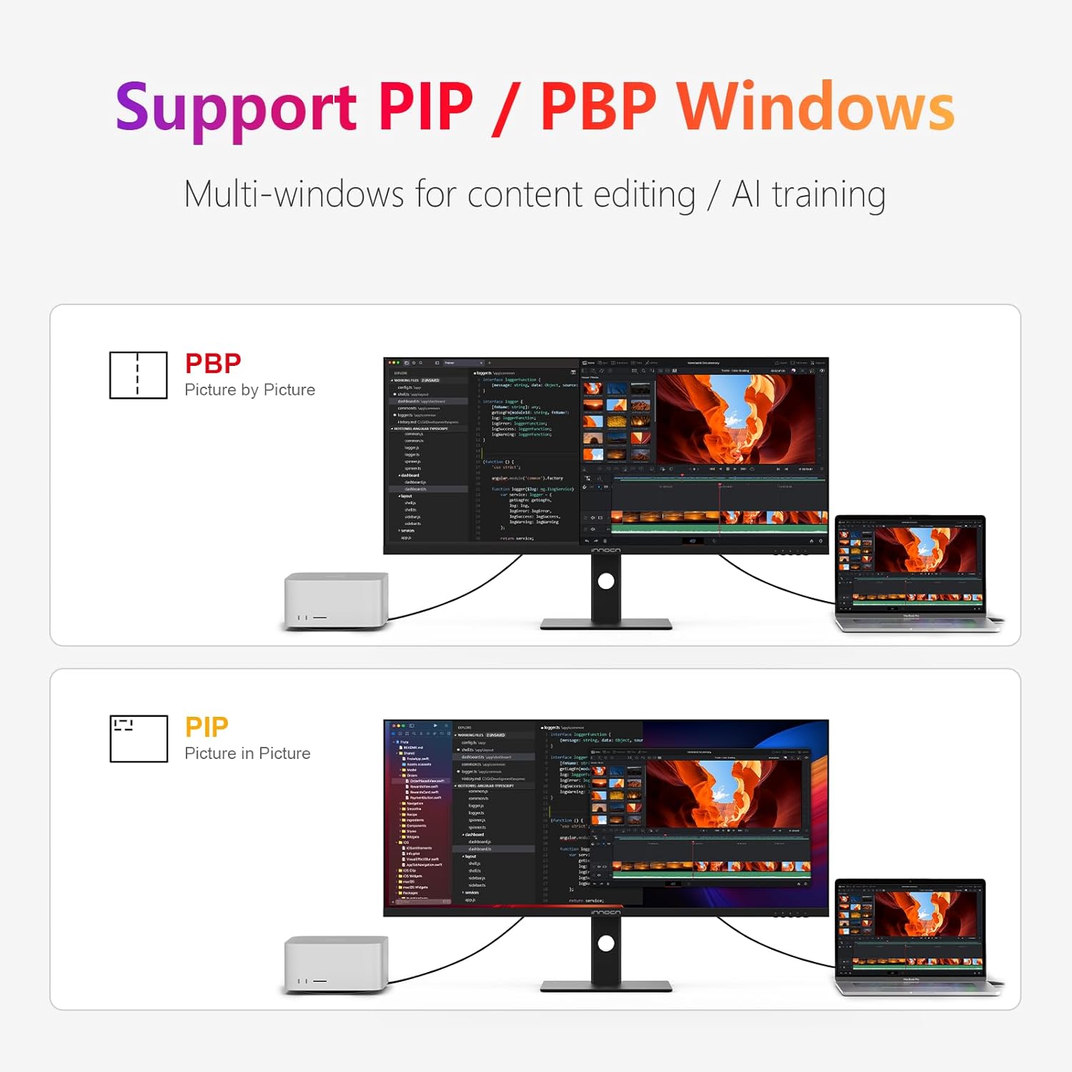 INNOCN 40" WQHD 3440 x 1440P 144Hz Ultrawide Monitor Gaming FreeSync HDR400 21:9 PC Computer IPS Screen Split PIP/PBP for Editing/Gaming, USB C 90W, HDMI, DP, Black - Image 2