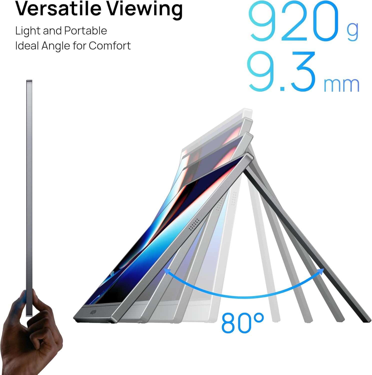 ARZOPA 17.3" Portable Monitor Gray, 1080P FHD 103% sRGB IPS Gaming Monitor Laptop Monitor with Built-in Kickstand HDMI USB C External Screen for PC Mac Phone Xbox PS5 - Z1C Plus - Image 4