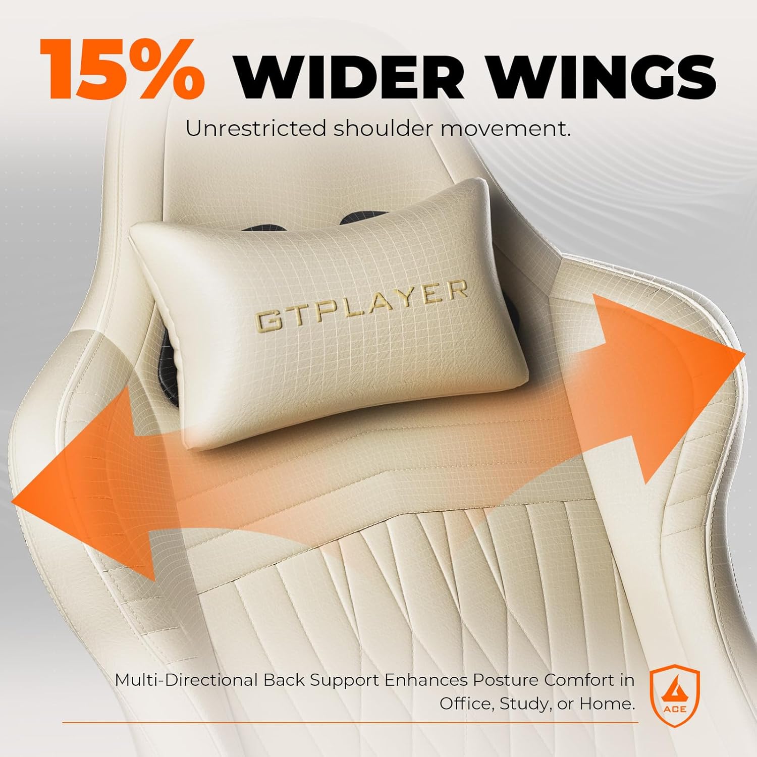 GTPLAYER ACE-PRO Music Gaming Chairs – Built-in Speakers, App Support & Bluetooth Control, Computer Game Chairs with Footrest for Adults, Ergonomic Reclining Silla, Linkage Armrest, Cream - Image 7