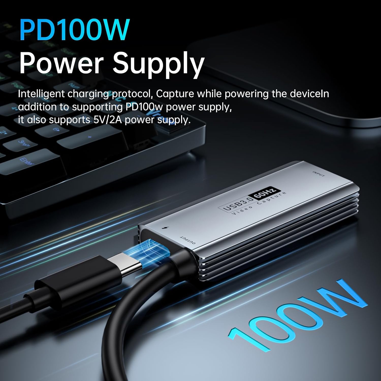XIIXMASK USB 3.0 Video Capture Card with 100W PD - HDMI to USB/USB-C Capture Card 1440P 30fps & 1080P 60fps Video Capture Device for Streaming, Game Recording, Compatible for Quest 3, Switch, PS4/PS5 - Image 2