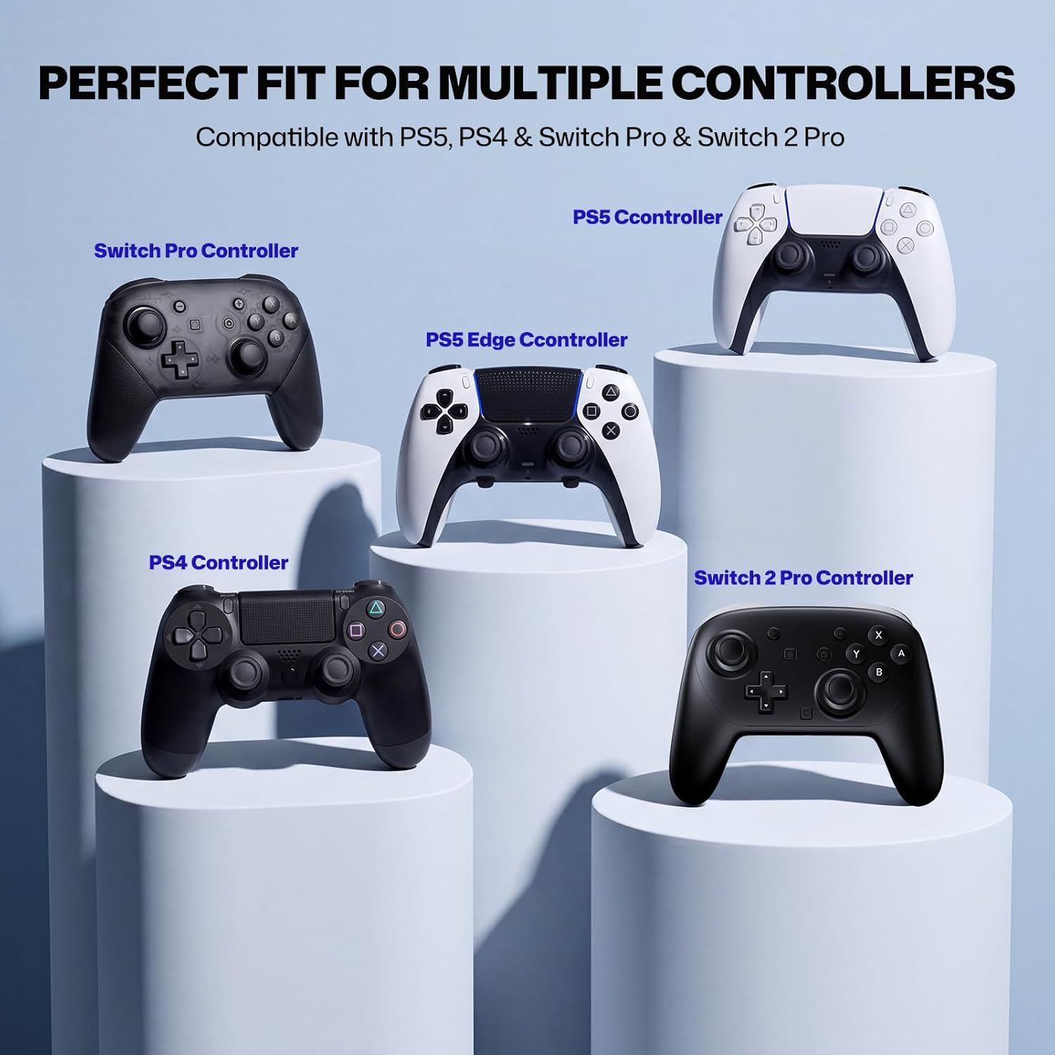 NEWDERY Thumb Grips for PS4/PS5 Controller, 3 Height Options (Low/Mid/High) for Precision & Control, Anti-Slip Silicone Joystick Caps for PlayStation 5/4 Controller, Switch 2 Pro Controller, 12-Pack - Image 5