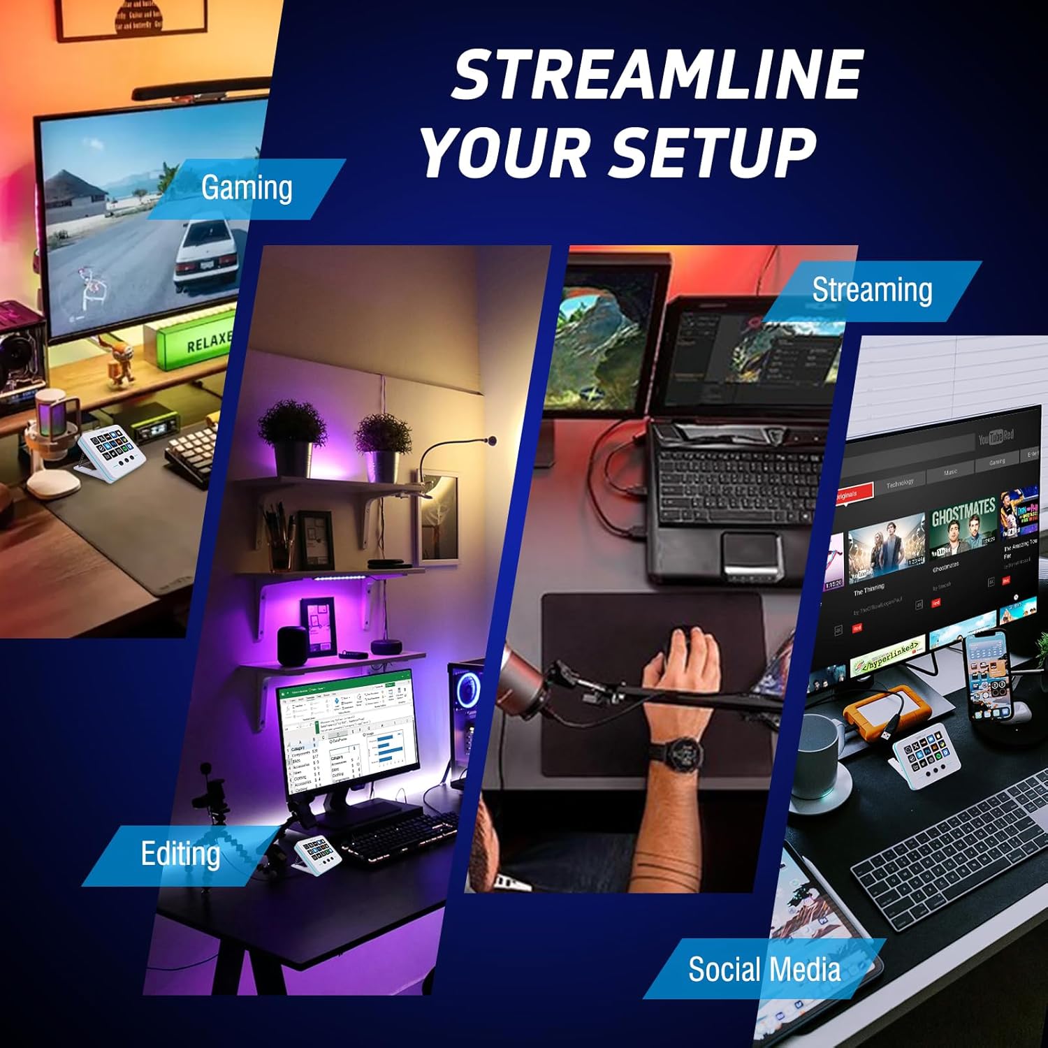 Macro Keypad, Stream Controller Deck Gaming Streaming Shortcut Keyboard, 18 Programmable Keys Customizable Visual AI Pad USB Soundboard for OBS, YouTube, Desk Office Setup, Laptop, PC, Mac - Image 6