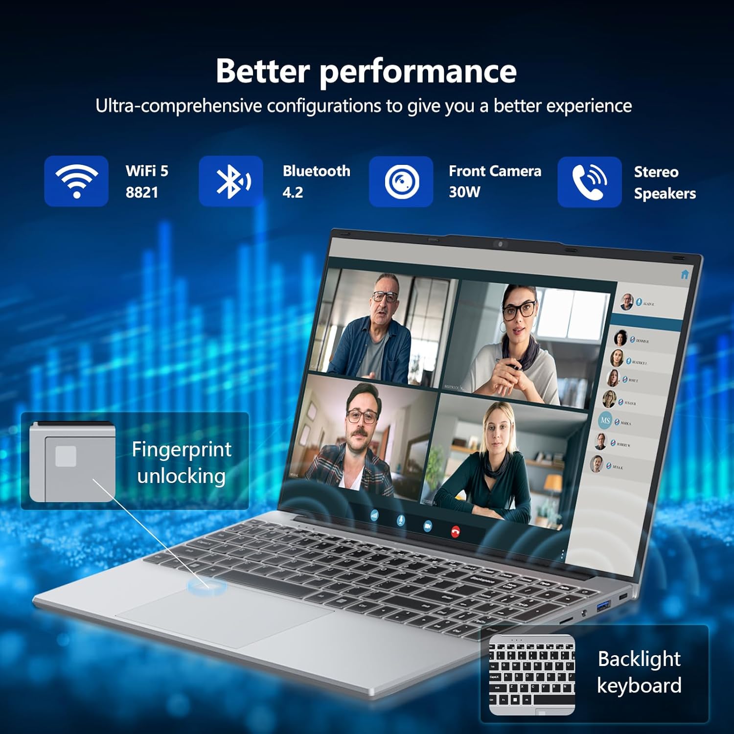 Gaming Laptop, Laptop Computer with Twin Lake N150 Processor(up to 3.6GHz), 16GB RAM 512GB SSD,Backlit KB Fingerprint, 15.6" IPS 1080P, Win 11 Pro,WiFi 5,BT 4.2,Gaming laptops,Lap top,Student laptops - Image 6