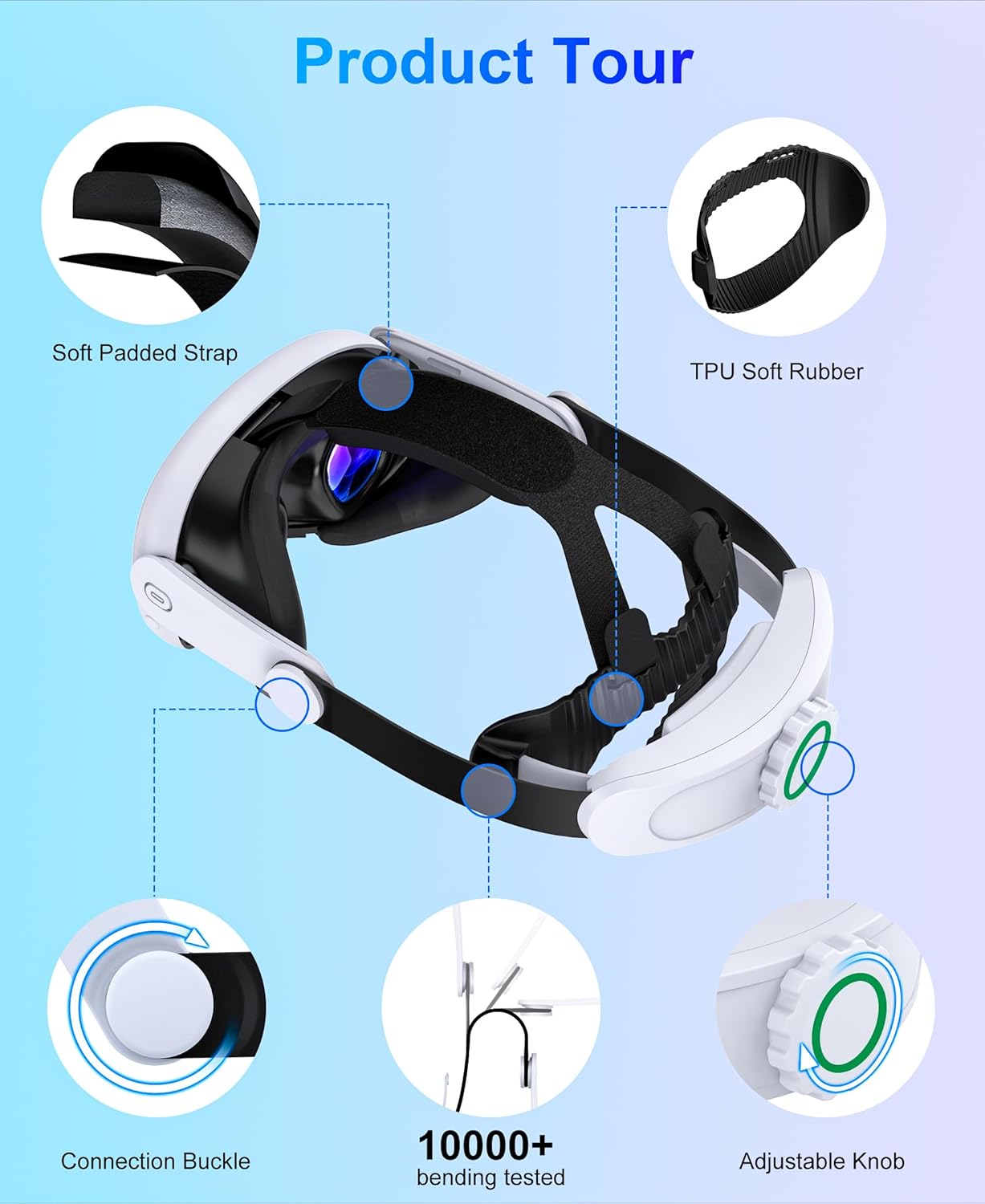 Headstrap for Quest 3 / Quest 3S/ Quest 2 Comfort Head Strap Adjustable VR Strap Reduce Pressure & Lightweight VR Elite Strap Replacement Accessories for Oculus 3 3S 2 - Image 8