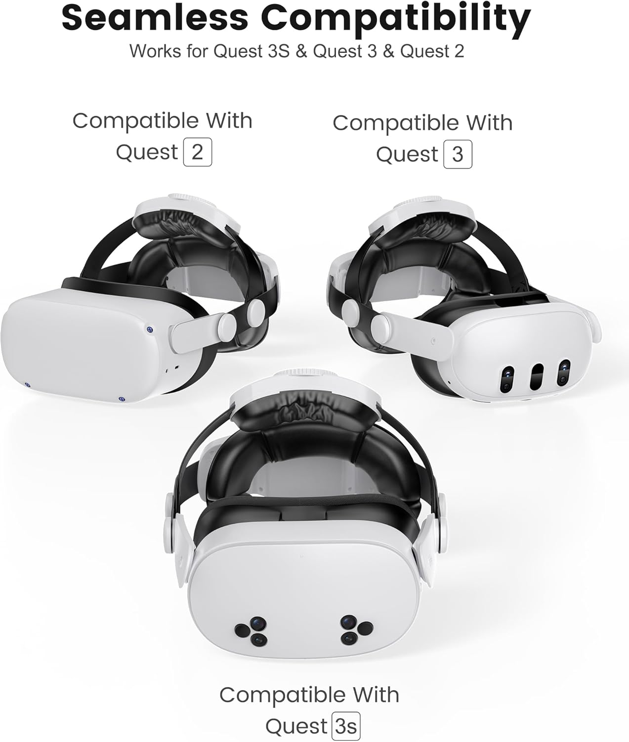 Kawaye for Meta Quest 3S/Quest 2/Quest 3 Head Strap, Double Knobs Adjustable Elite Strap Replacement,VR Headset Strap with Two Large Support Pad Enhanced Support, Reduce Pressure - Image 5