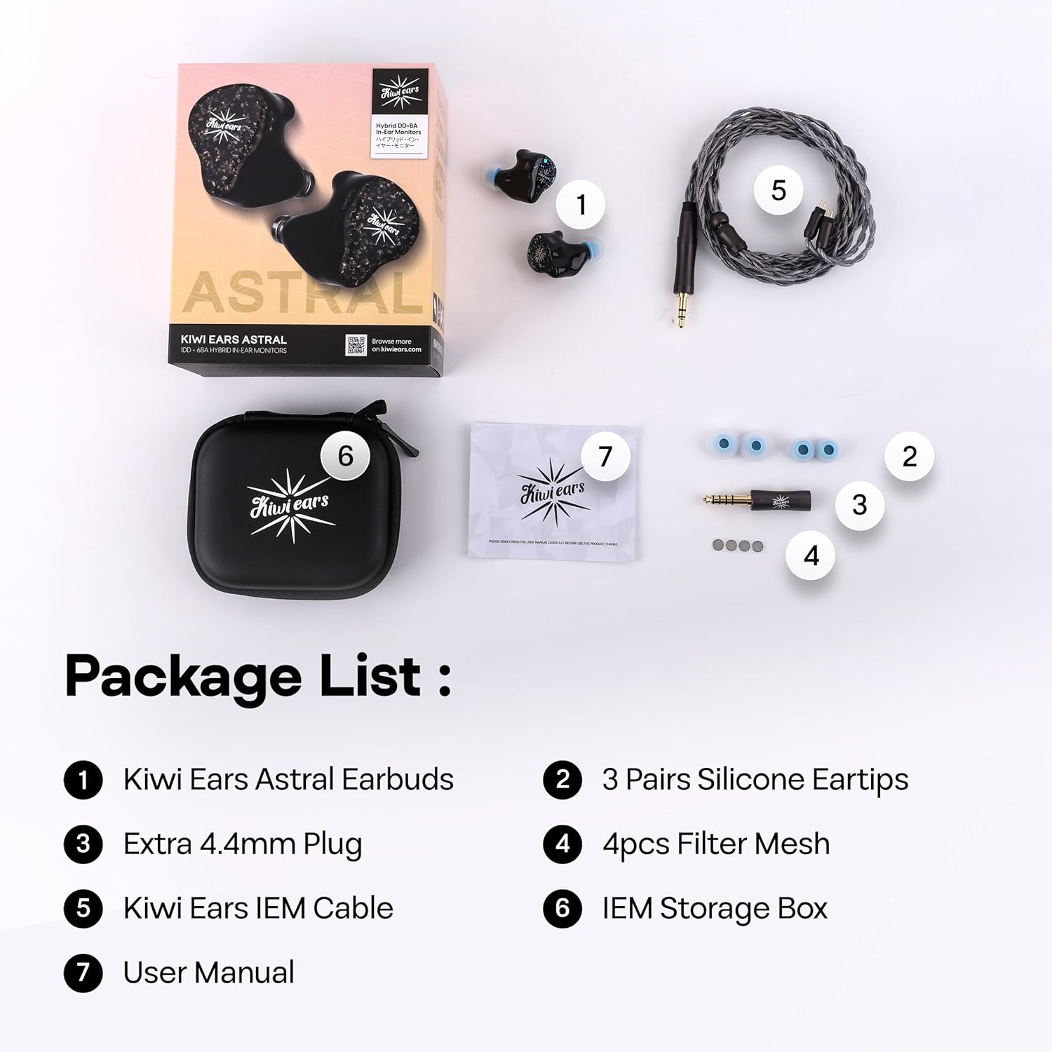 Linsoul Kiwi Ears Astral 1DD+6BA Hybrid in Ear Monitor, Wired Earbuds, HiFi Studio Recording &Mixing Earphone, Portable Gaming IEMs for Professional Music Engineers Audiophiles (Blue) - Image 6